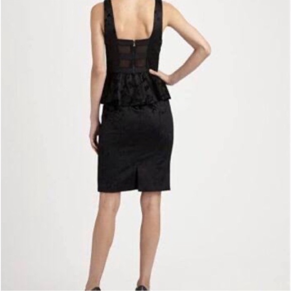 Alice + Olivia black brocade with peplum cocktail dress size 8 - Picture 4 of 16